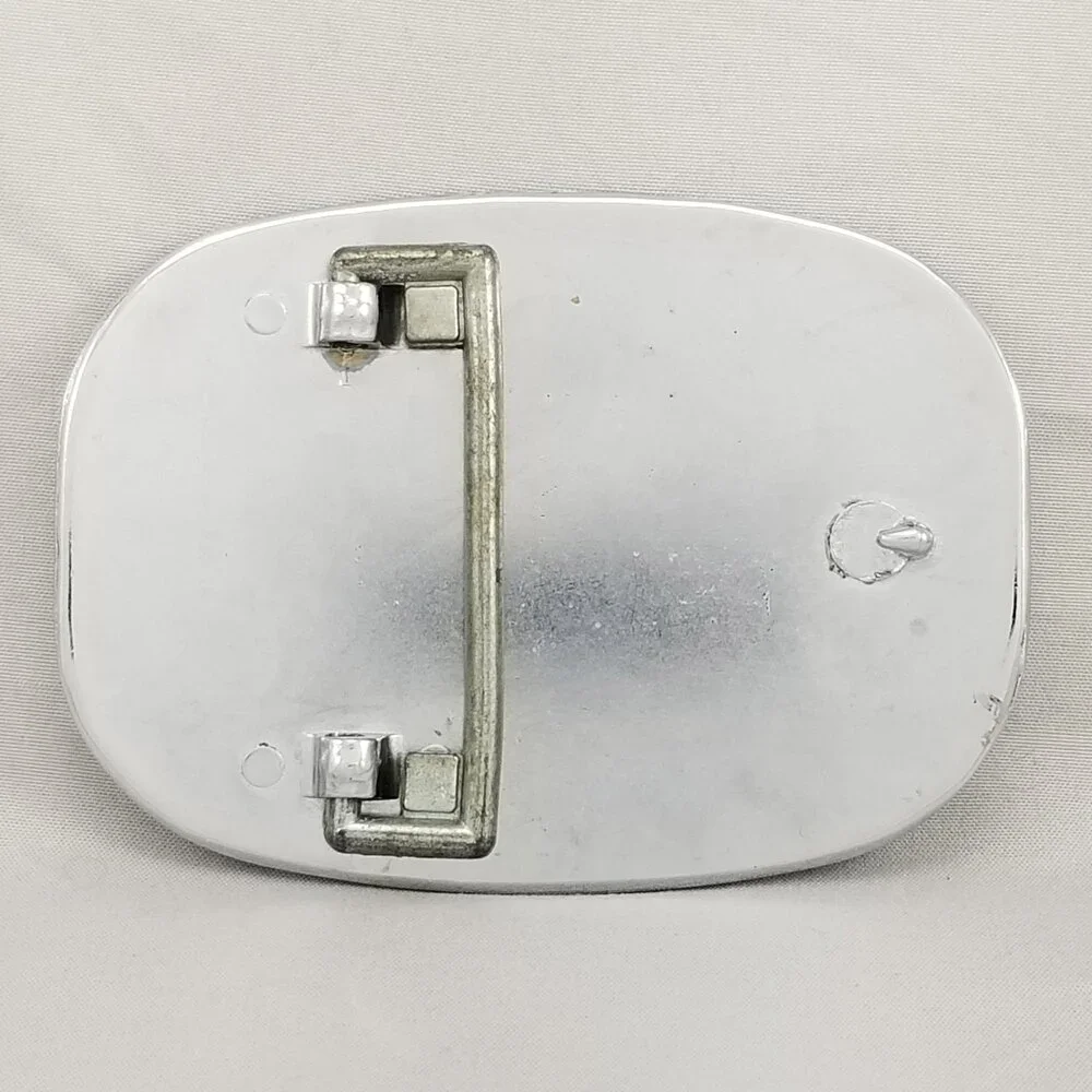 Belt Buckle SV Initials Letters Western Style Filigree Etched‎ Shiny Chrome-Like
